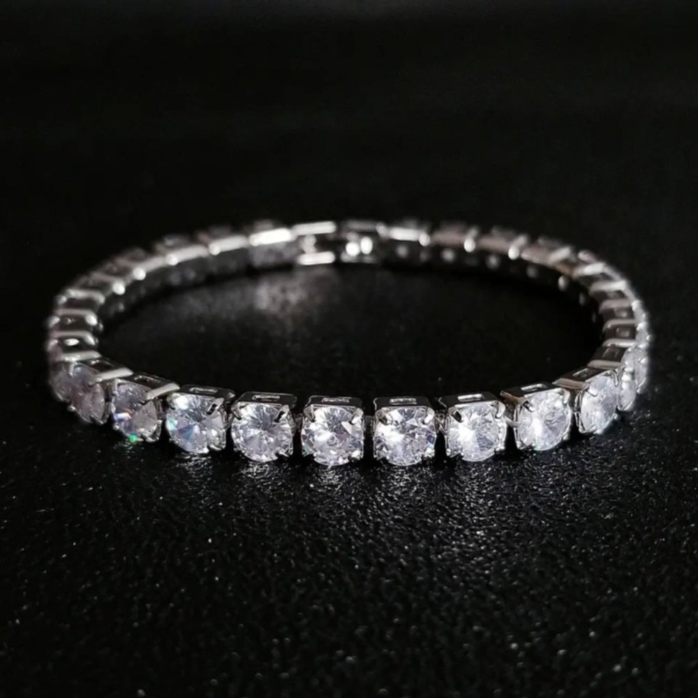 NEW “7” 5MM  TENNIS DIAMOND S925 STERLING SILVER BRACELET